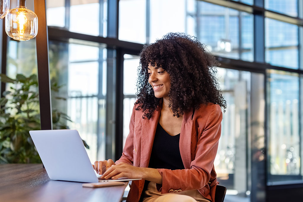 Woman using laptop