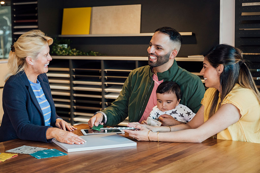 Family talking with advisor