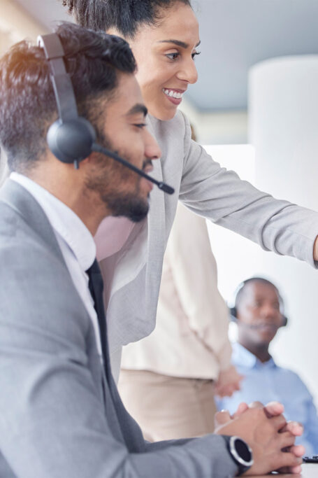 Sales call person getting trained
