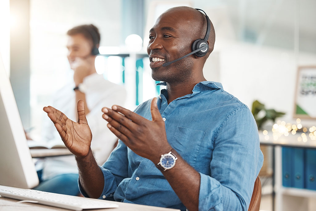 Man making sales call