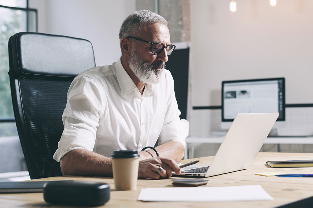 Man looking at computer