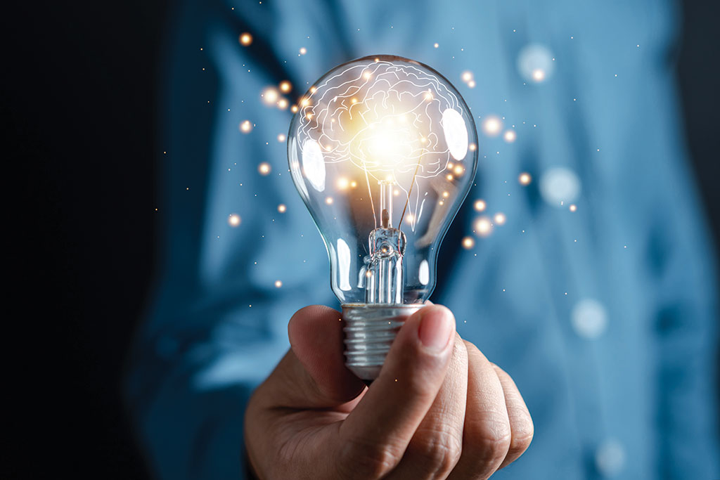 Man holding lightbulb