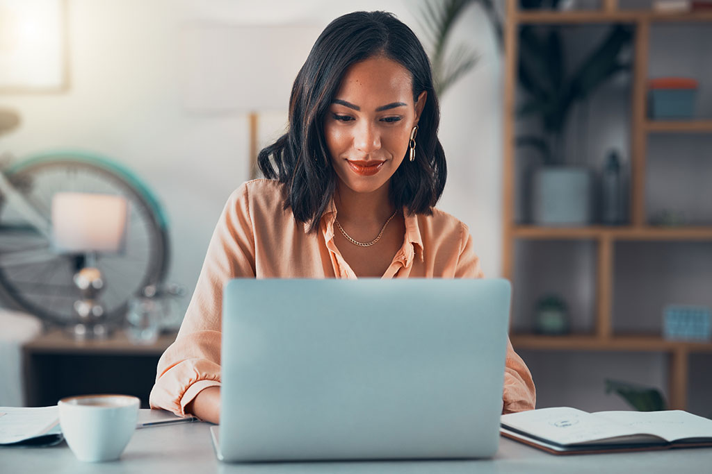 Woman working on laptop