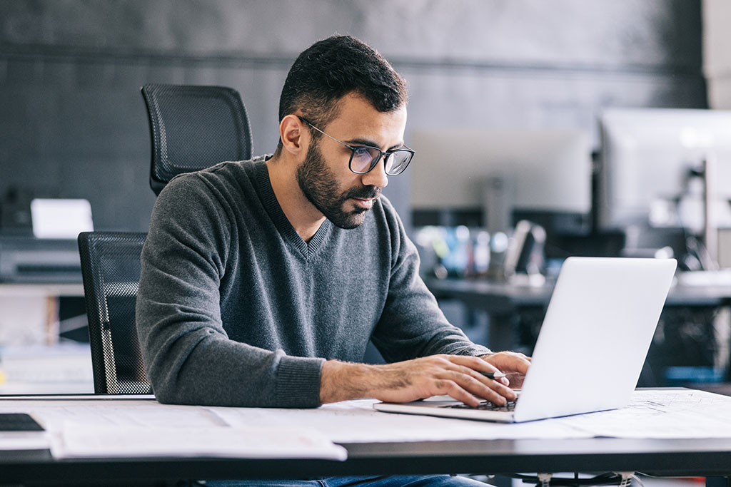 Man working on laptop