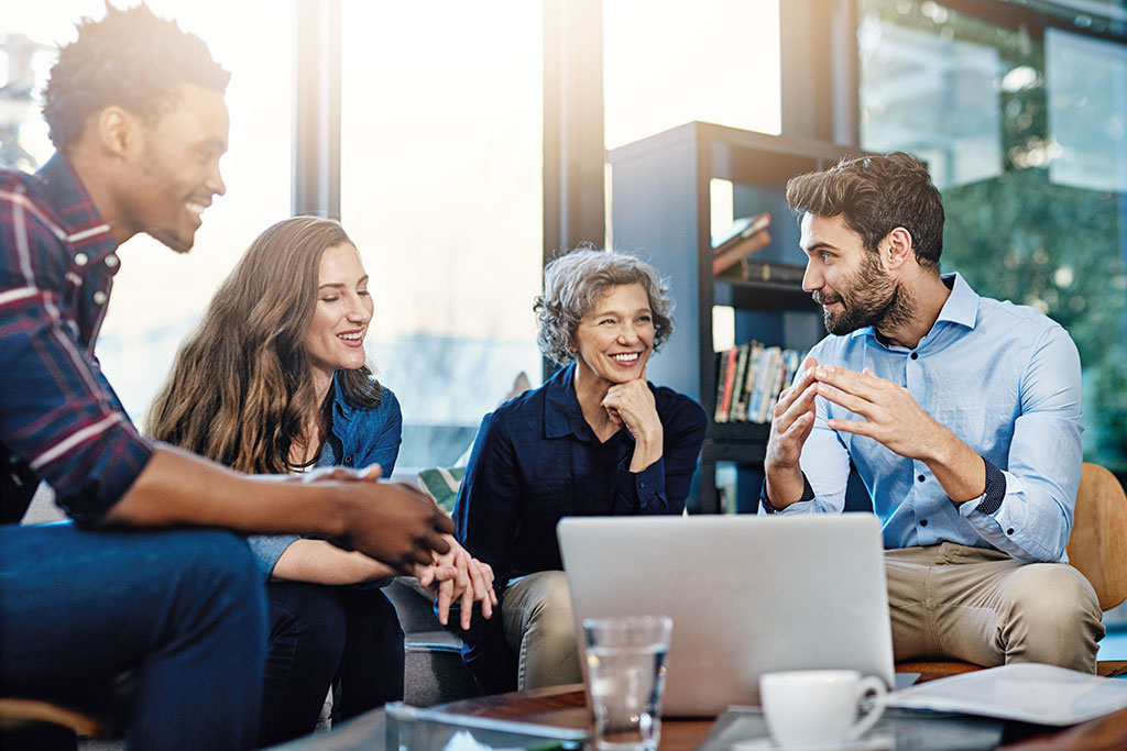 Business people talking in group