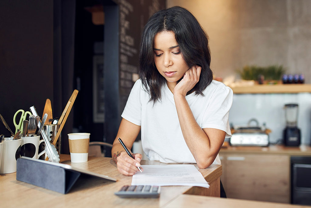 Younger business woman working