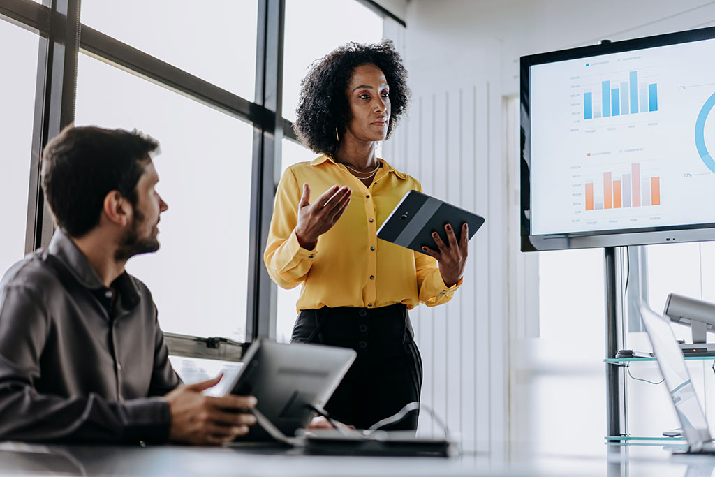 Business woman giving presentation