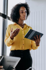 Business woman giving presentation