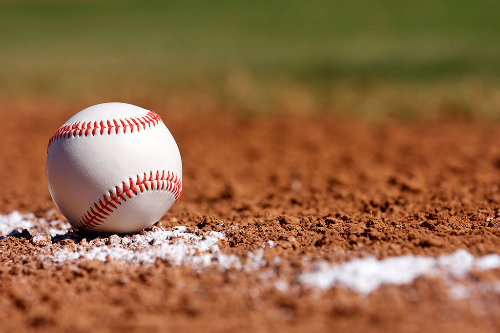 Baseball on baseball field
