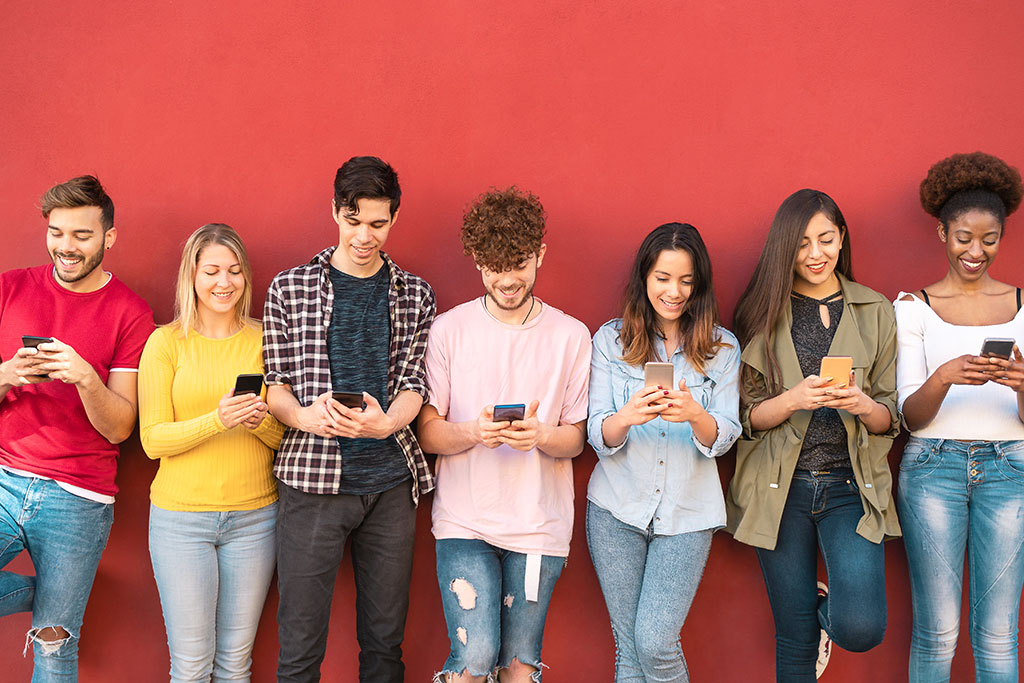 People on their phones