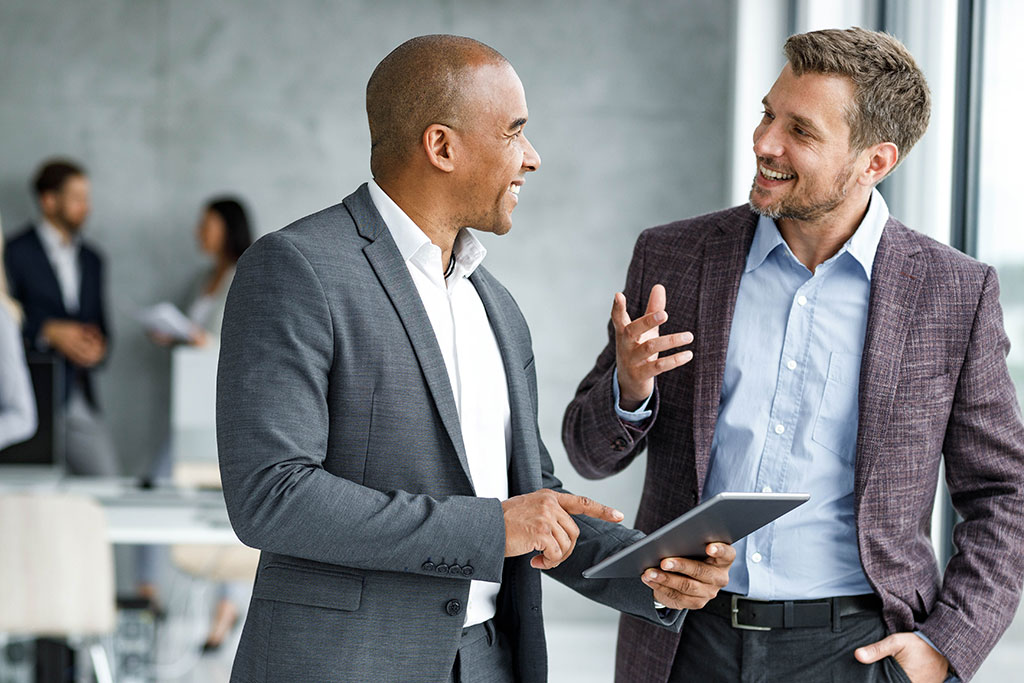 Business men talking