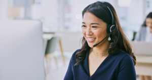 Sales woman on phone call