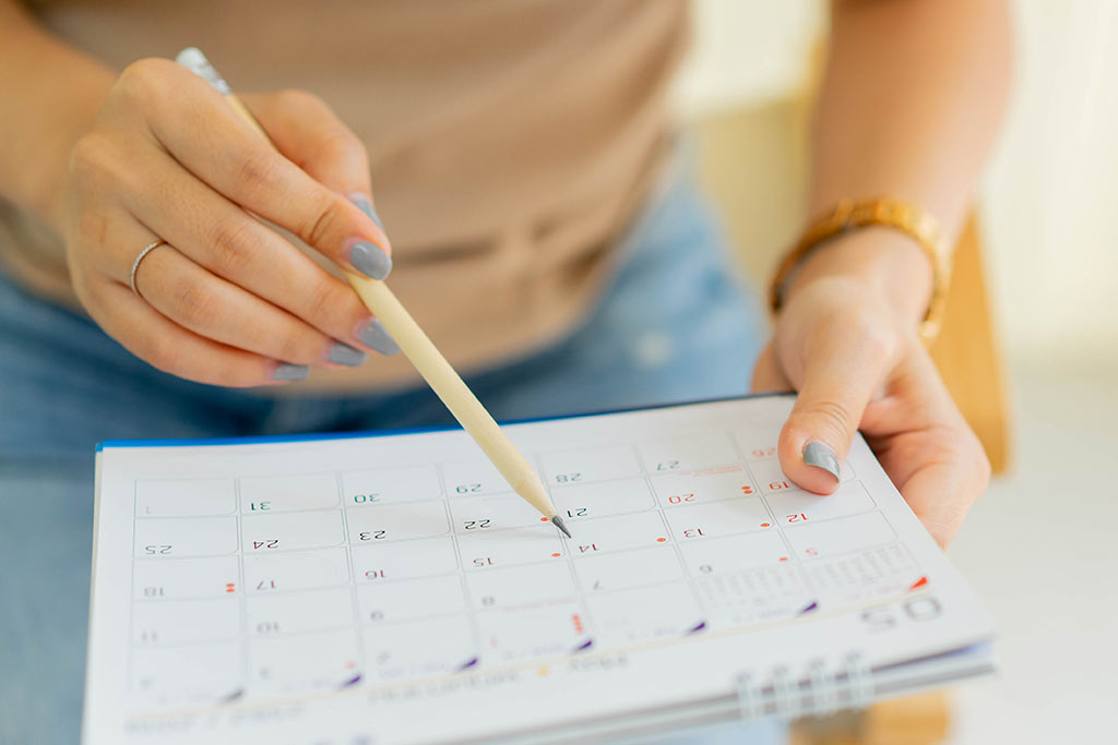 Person looking at calendar
