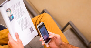 Person scanning QR code