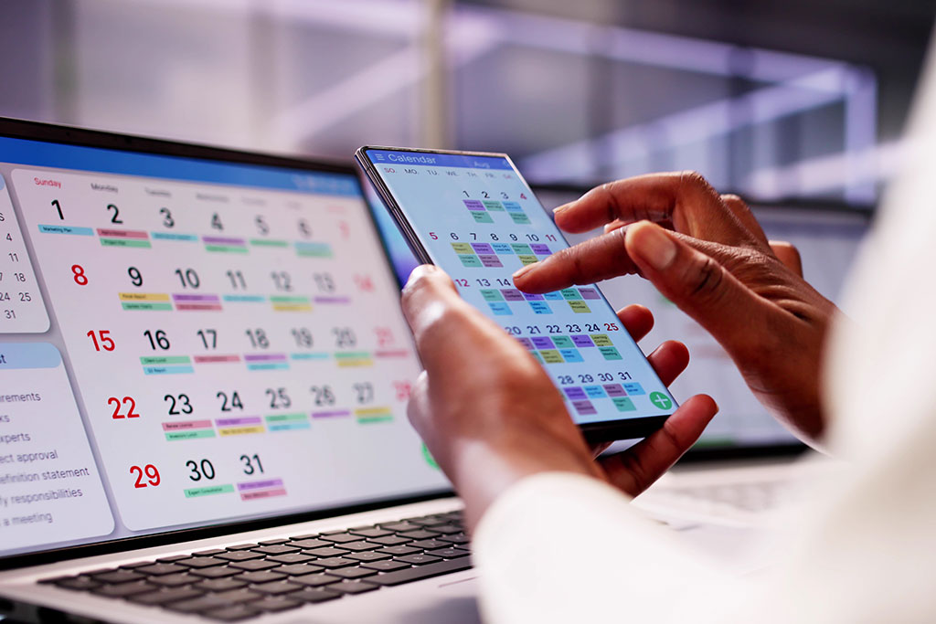 Person looking at schedule