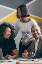 Happy people at work